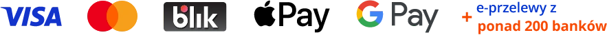 Available payment methods: Visa, Mastercard, BLIK, Apple Pay, Google Pay and instant bank transfers